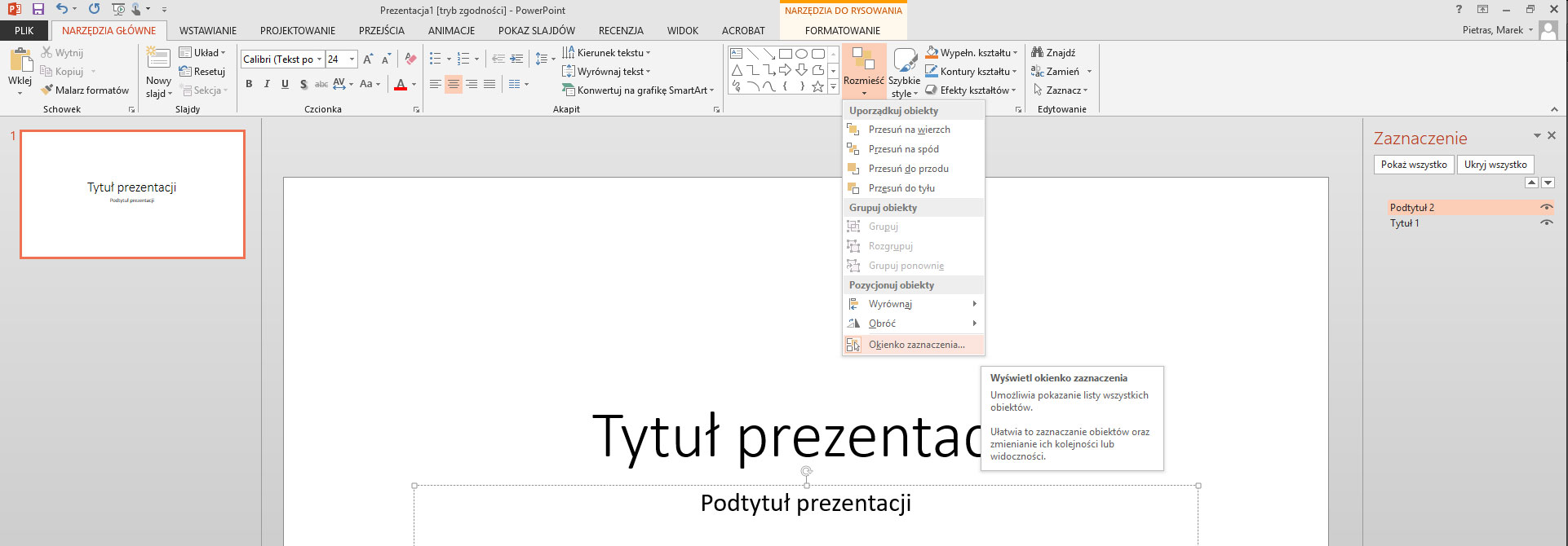 Ekran programu Power Point