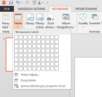 Ekran programu Power Point