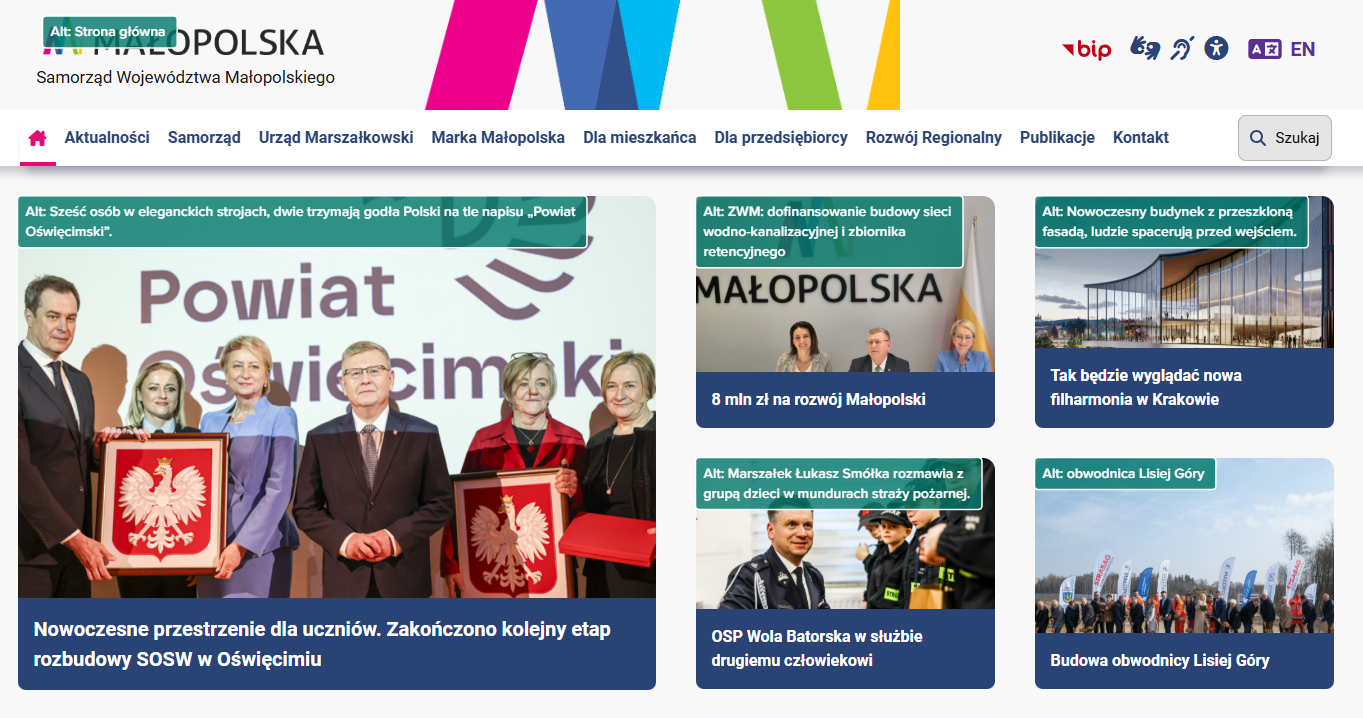 Zrzut ekranu z programu Silktide - opcja pokazująca teksty alternatywne na stronach internetowych