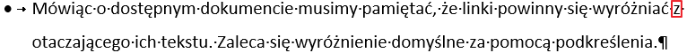Zaznaczony tekst z normalną spacją