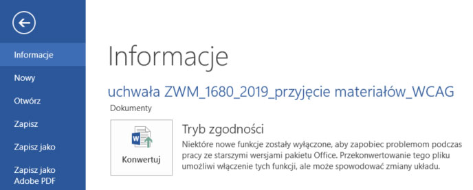 Konwersja dokumentu Word